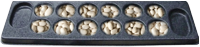 Mancala, Mancala is played with seven pits per player, six playing pits plus one score pit, called the Kalaha. This is a very old game but has not lost it's charm as a good math teacher as well as challenging enough that adults still like to play the game.